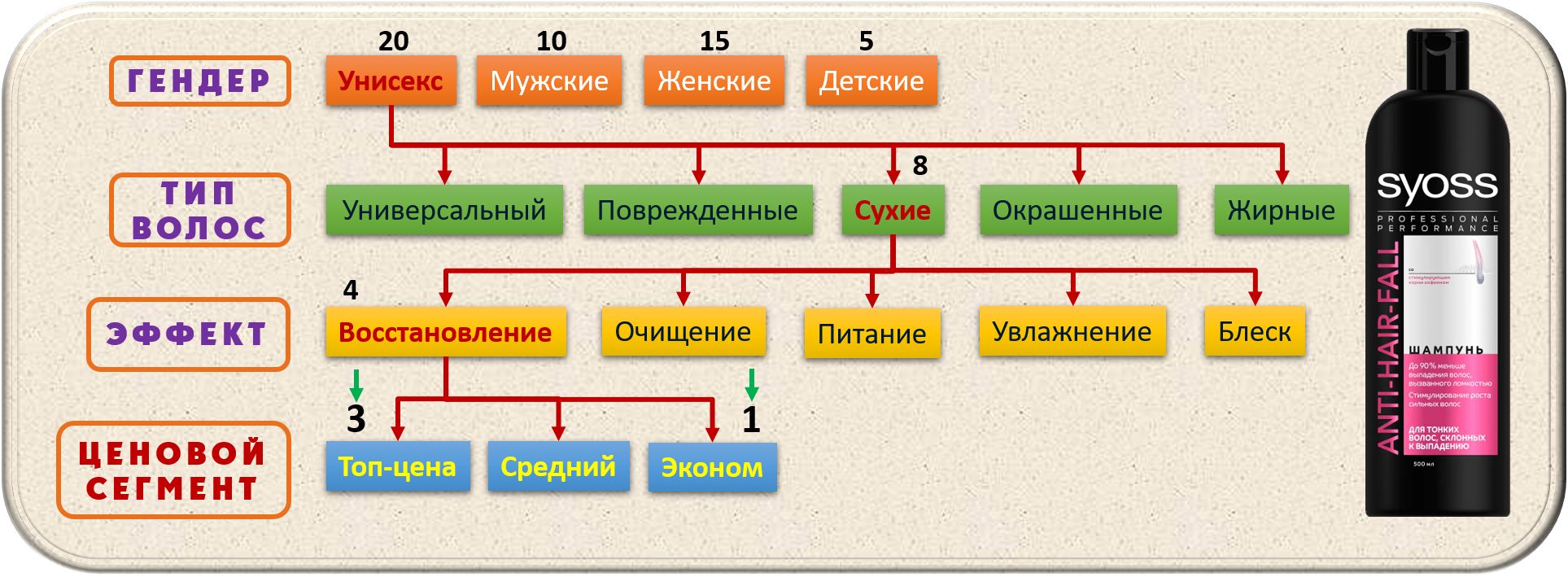 Пример маркетингового описания категории шампуни